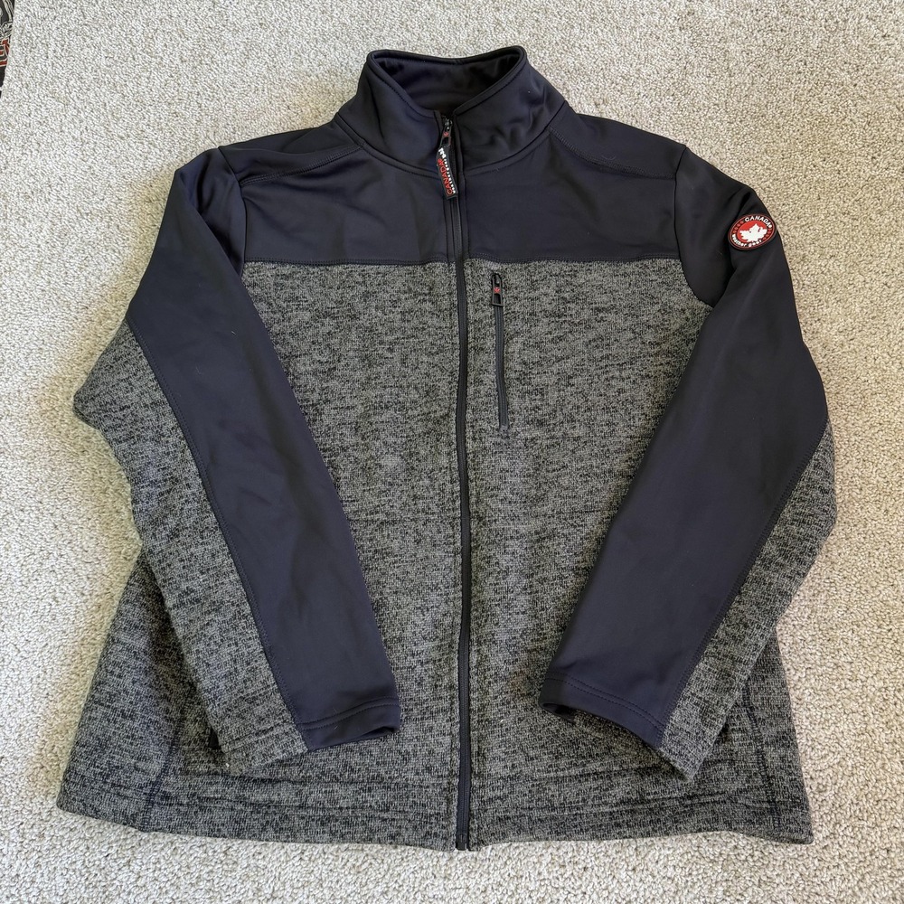 Canada Weathergear Jacket Mens 2XL Gray Fleece Full Zip Stand Collar Outdoor